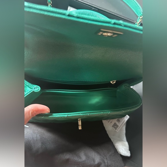 Authentic CHANEL Caviar Quilted Coco Chain Handle Flap emerald Green full set - Picture 11 of 16